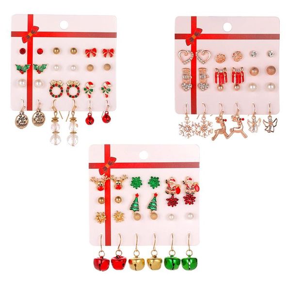 

stud christmas earrings studs earring cute small clay set for women pendiente hombre boucles d'oreilles femme, Golden;silver