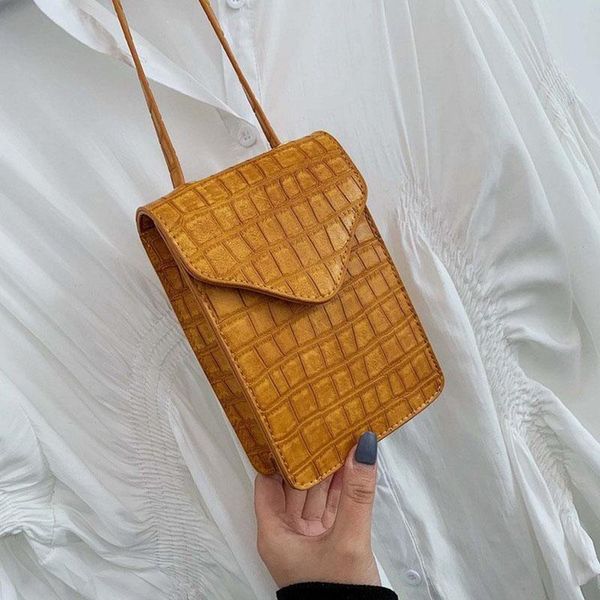 

european vintage fashion female square phone bag casual 2020 new quality shoulder messenger bag crocodile pattern crossbody pack