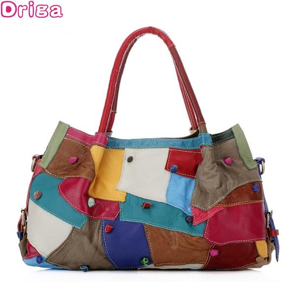

driga women genuine leather handbags female patchwork crossbody bags colorful shoulder bags bolsas ladies tote bag
