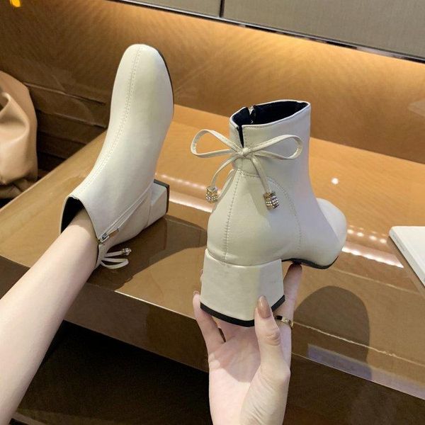 

зимние сапоги lady голеностопного пинетки женщин сапоги-ботинки женщин zipper 2020 низкая резиновая осень кожа дамы rock med pu площади toe, Black