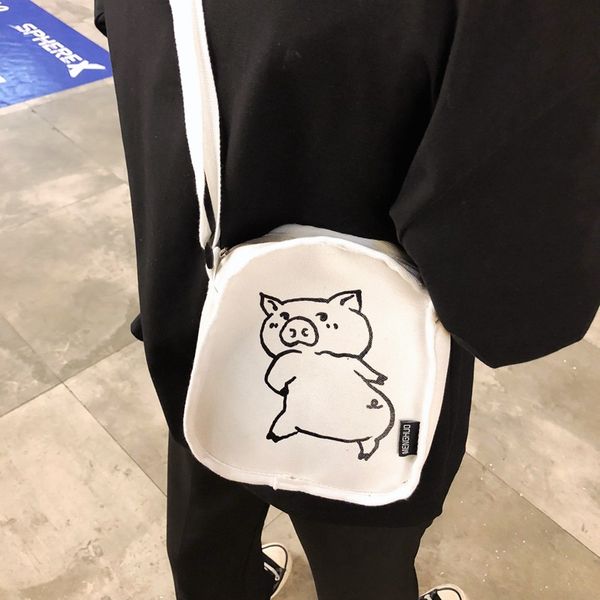 

2020 new ins cute student canvas bag japanese style funny crossbody bag m180127