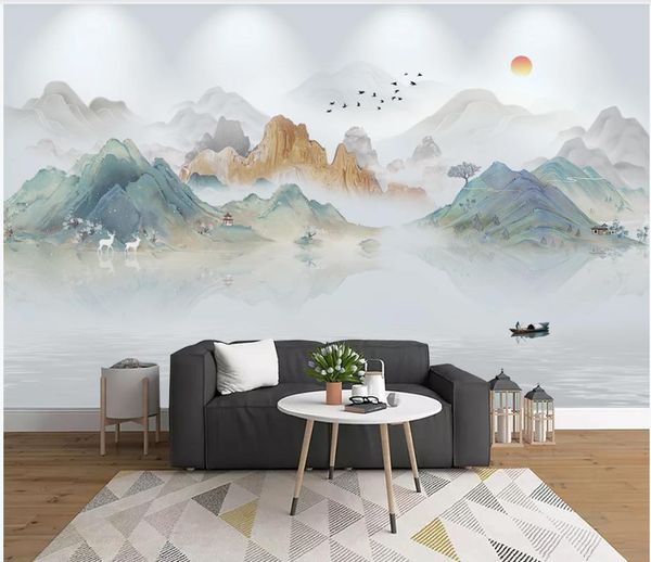 

custom p wallpaper for walls 3d murals wallpapers new chinese style landscape stone marble living room mural tv background wall papers