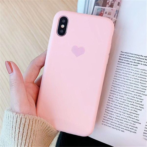 

couples love heart candy color soft silicone matte phone case for iphone 12 11 pro max x xs max xr 7 8 6s plus fashion solid back cover