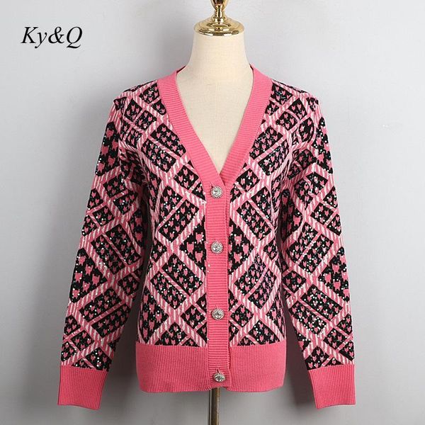 

2020 autumn winter brand design fashion new casual jacquard loose plaid ladies cardigan pink jacket women's top, White