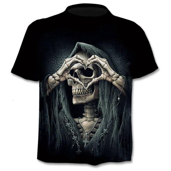

summer new funny skull 3d t shirt summer hipster short sleeve tee men women print t-shirts casual homme short sleeve, White;black