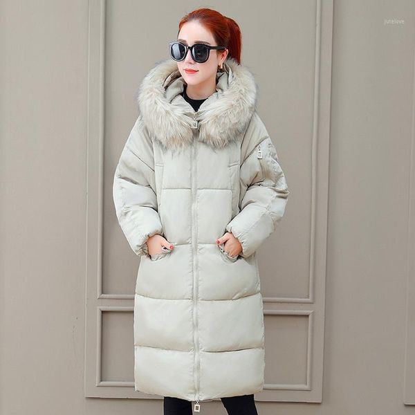 

plus size 4xl 5xl thick big fur women long down parkas slim winter jacket women hooded coat new cotton padded jackets female#g301, Black