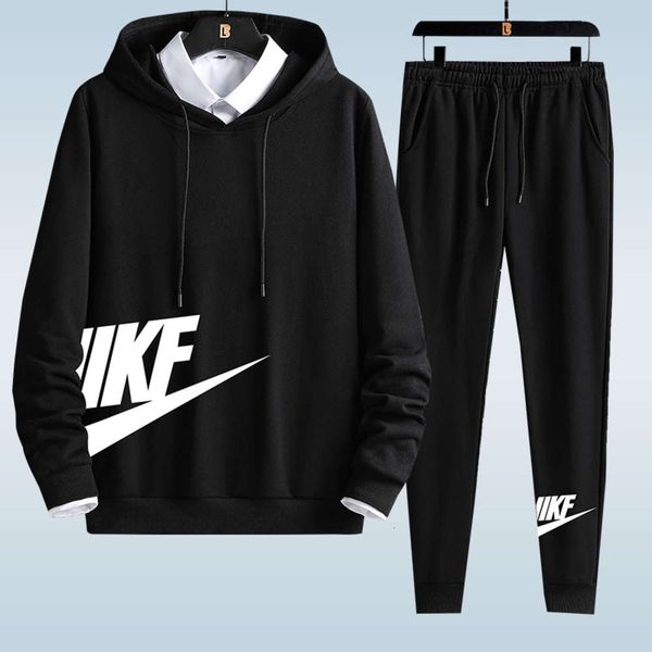 

and winter sports suit trend handsome leisure clothes autumn men's wear a set of collocation, Gray