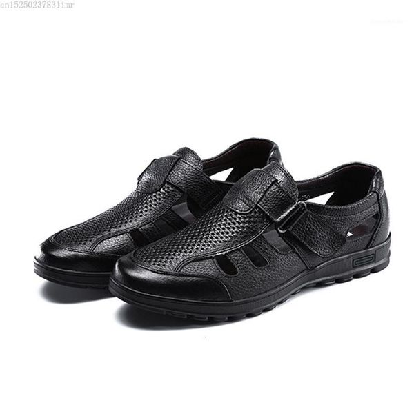 

sandals 2021 est mens genuine leather outdoor casual men for beach shoes1, Black