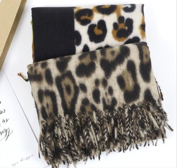 

scarves long patchwork winter scarf leopard print women cashmere warm foulard female thick soft bufanda shawl wraps, Blue;gray