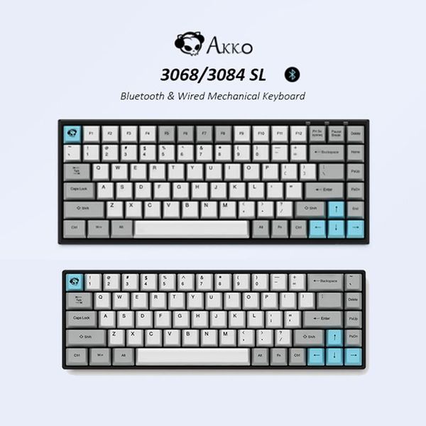 

original akko 3068/3084 silent bluetooth cherry mx switch mechanical gaming keyboard 68/84 keys pbt computer gamer type-c usb