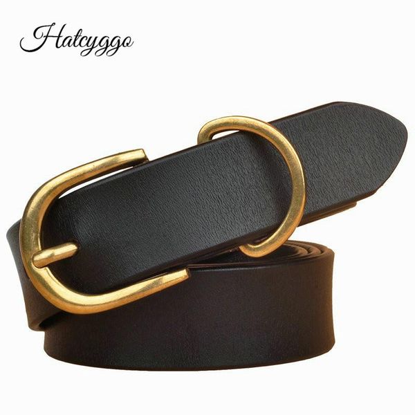 

hatcyggo женский пояс натуральная кожа талия ремни для женщин роскошный дизайнер бренд женский повседневная металлическая планка пряжка пряж, Black;brown