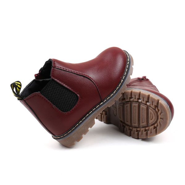 

new girls martin baby boys kids fashion boots with fur children autumn winter leather shoes, Black