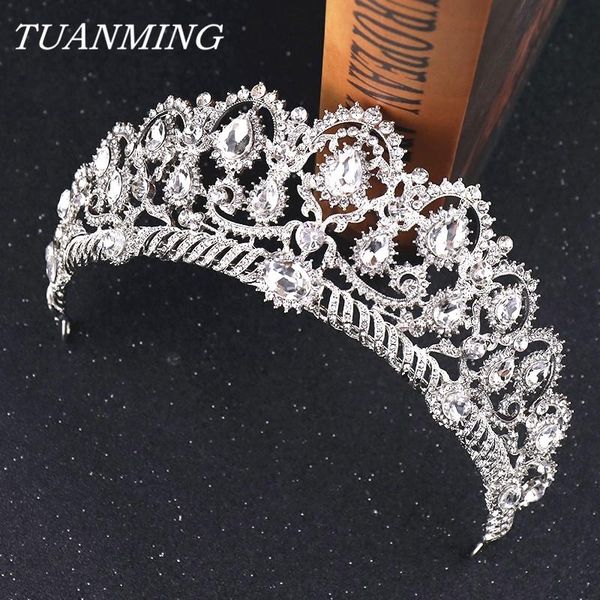 

big vintage silver color crystal prom queen crown bride's tiaras wedding head jewelry pageant crown hair accessories for women, Golden;silver