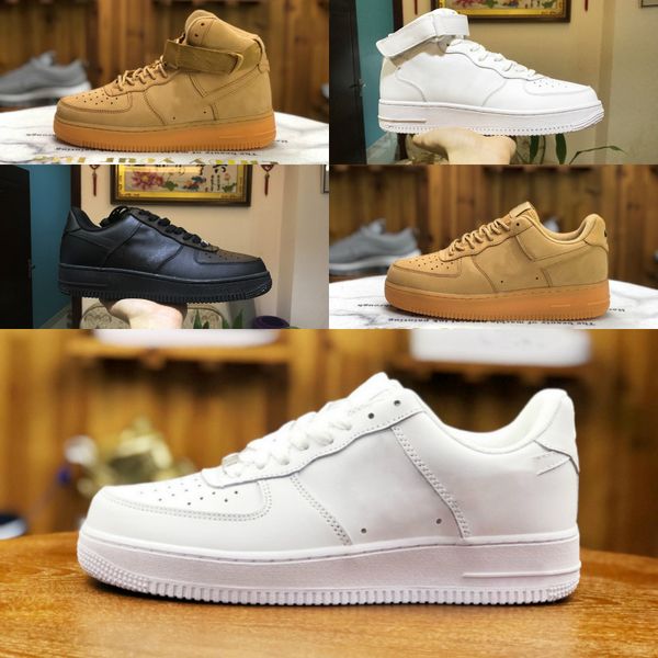 

2021 new men 1 low skateboard shoes one knit euro airs high women outdoor all white black wheat outdoor designer shoes b2
