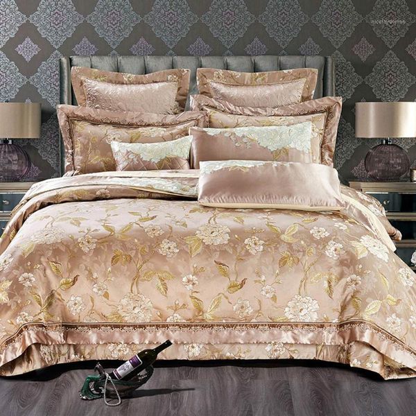 

svetanya stain jacquard duvet cover bedding set king  size embroidered cotton bedspread bed sheet linens1