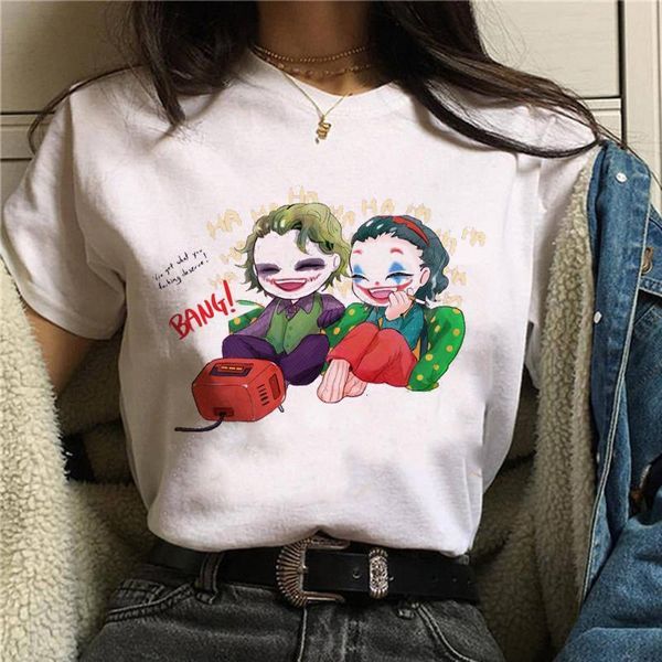 

joker t рубашка женщины harajuku одежда винтажная эстетика футболка мультфильм летняя футболка женская улица забавная одежда femme, White