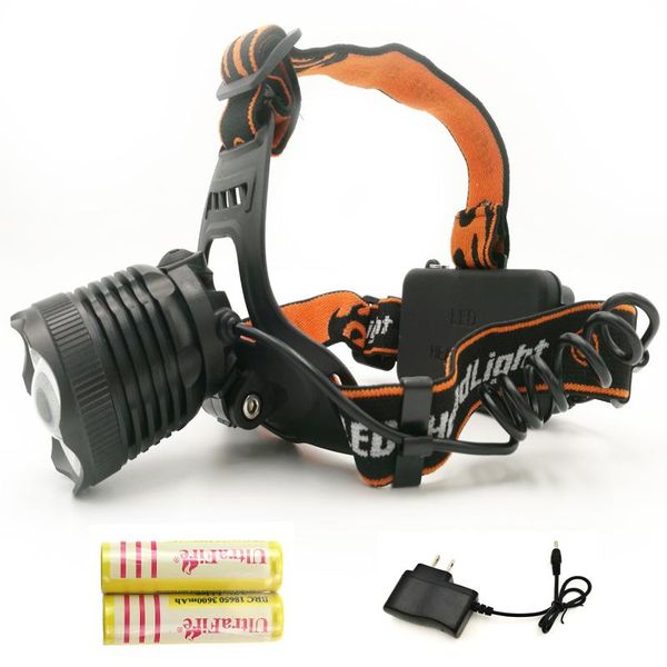 

2000lm led lighting head lamp t6 cree xml led headlamp headlight camping fishing light +2*18650 battery+ charger