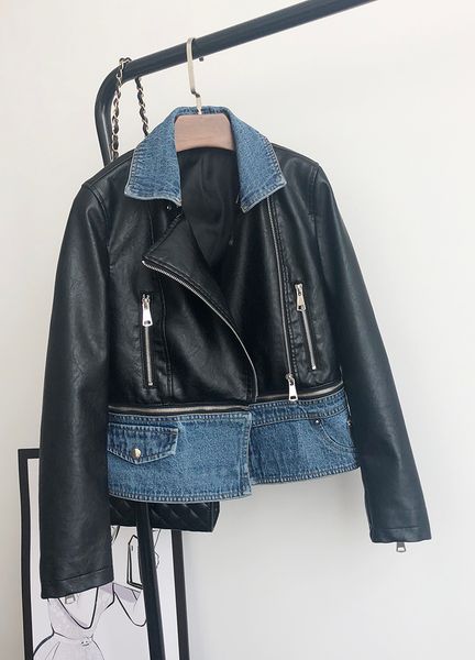 

2021 new nova plutnio das mulheres casuais curto do falso jaqueta de couro feminino zper senhoras 4jpp, Black