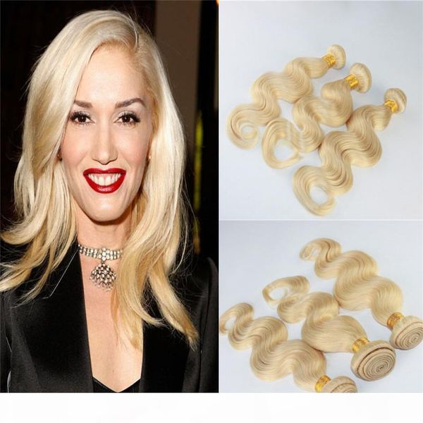 

factory wholesale #613 blonde human hair bundles virgin unprocessed remy hair extensions body wave russian human hair weft extensions 100g, Black