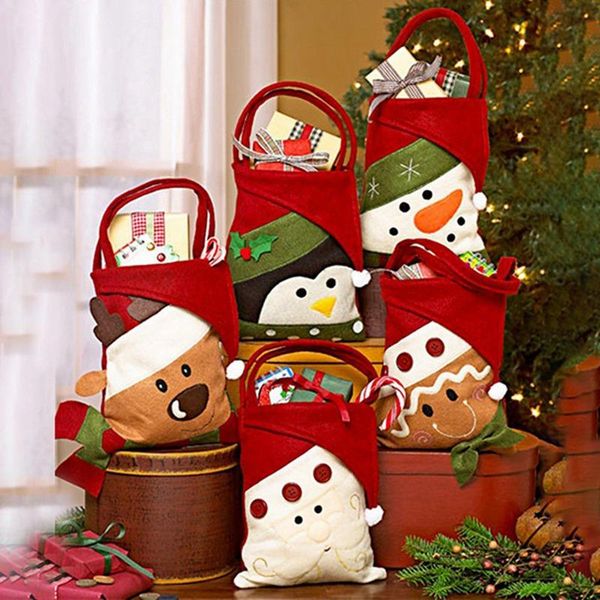 

1pc santa claus chocolate bag handbag snowman elk penguin bear gift bag candy christmas decoration supplies