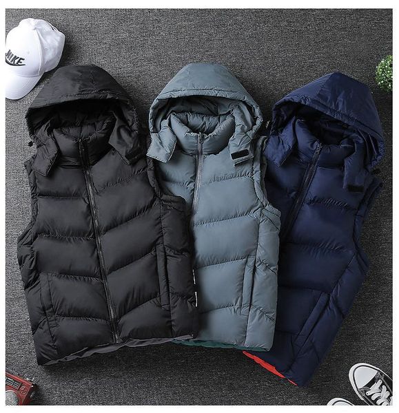 

2020 men' sleeveless two-sided vest jackets winter fashion male cotton-padded vest coats men stand collar warm waistcoats clothing 3022, Black;white