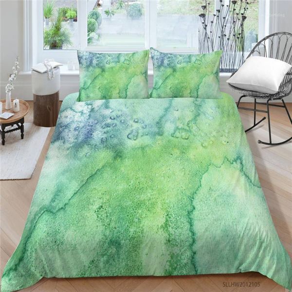 

artistic bed set green texture print fashion 3d duvet cover single double twin full king  bedding set marble pattern1
