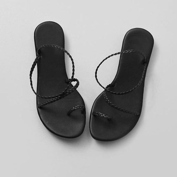 

women sandals round head comfortable female sandals fashion wild, Black