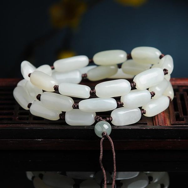 

100% natural white jadeite beads necklace women hetian jadeite necklace, Silver