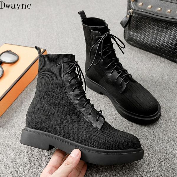 

autumn single flat bottom knit socks boots women's belt british wind black wild elastic slim