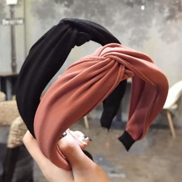 

solid color cross bow knotted headband for women korean chiffon twist hairband headwrap wide hair hoop hair accessories q bbyozu