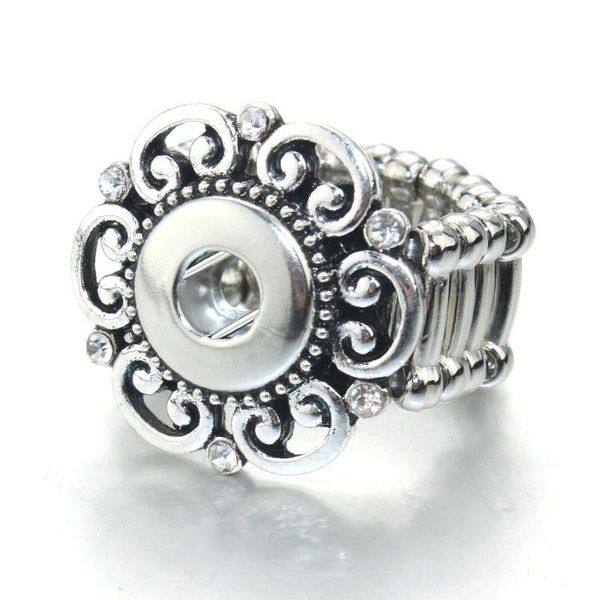 

vintage crystal diy elastic adjustable snaps ring fit 12mm metal snap buttons women's fashion jewelry men's ring 8128 q bbyvju, Silver