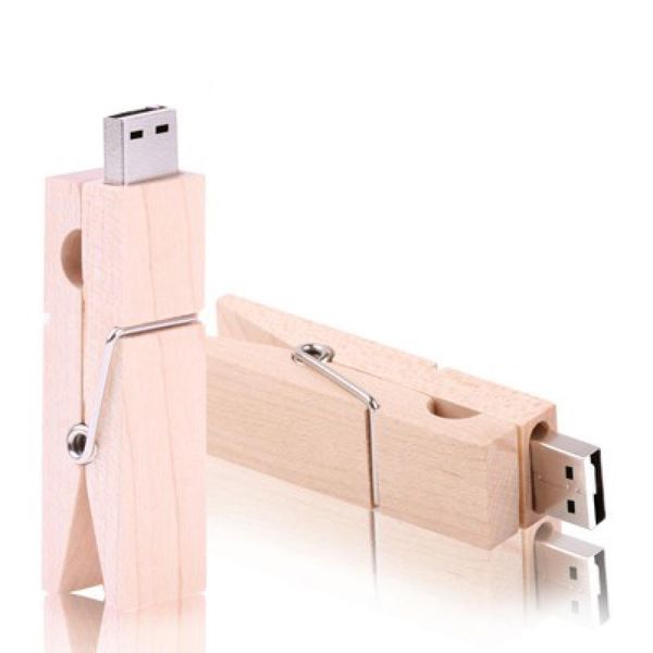 

2 gb wood clip style usb flash disk