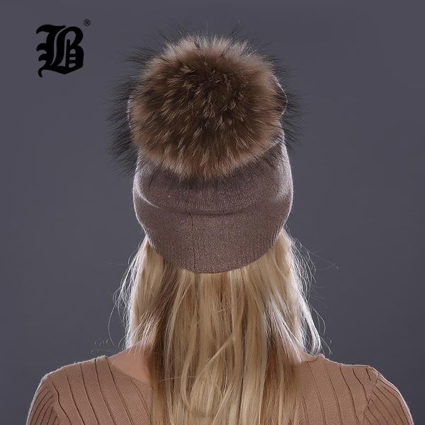 

flb] зимние шапки для женщин warm wool шапочки hat 2018. новая мода двойные крышки с стразы real норковый pom pom flbmx17012 sqclzw, Black;white