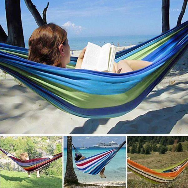 

outdoor pads double hammock durability yard striped hanging chair hammocks camping garden large 200x100cm #bl31