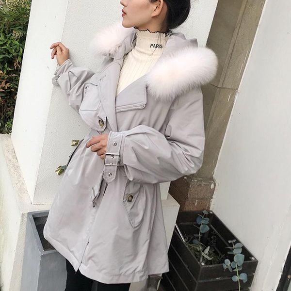 

women's down & parkas ailegogo 2021 winter women real fur collar hooded with belt 90% white duck coat warm snow windbreaker outwear, Black