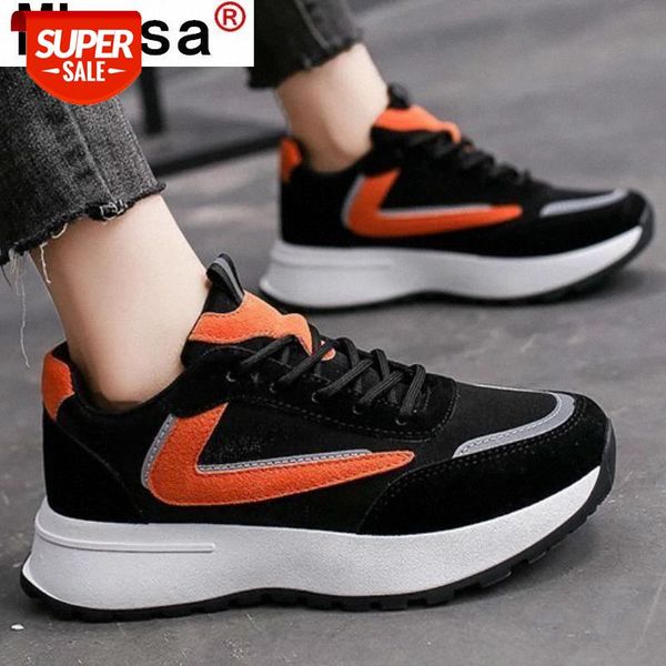 

2021 spring new women's sneakers fashion comfortable lace-up women casual shoes light vulcanized platform shoes zapatos de mujer #c437