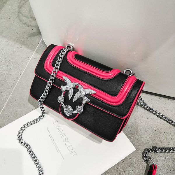 

chain swallow bag female 2020 new retro panelled small square bag niche design shoulder messenger bags women purse and handbags