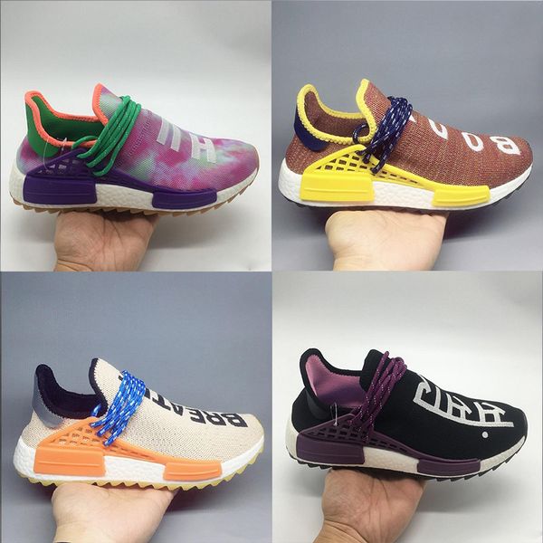 

human race pharrell williams hu trail nerd men running shoes yellow blue sports shoes