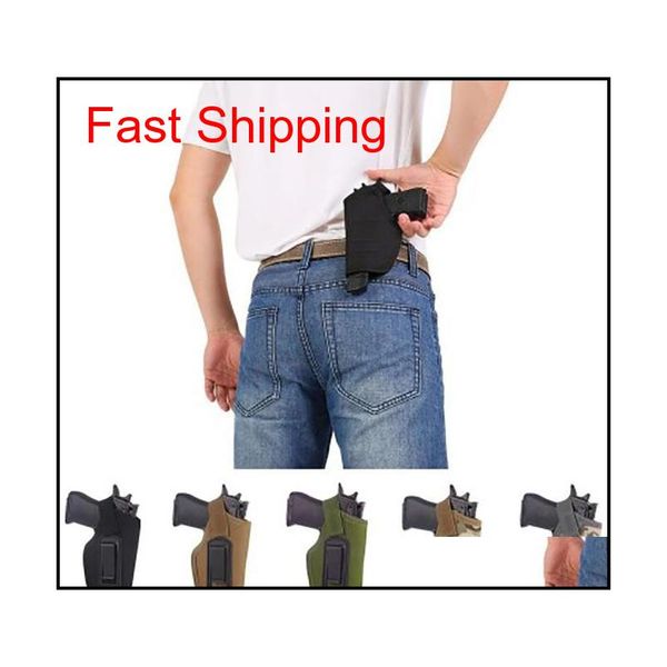 

2 high quanlity tactical left right hand gun concealed carry holsters belt metal clip adjustable pistol universal gun holster bag case k9w3, Black;green