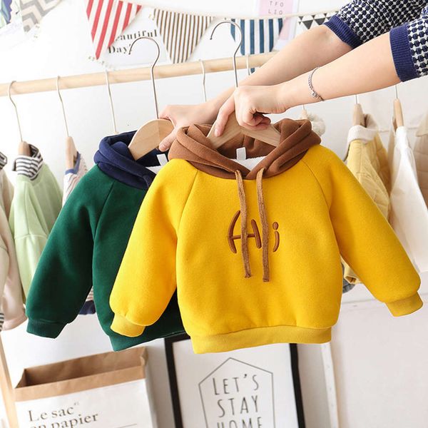 

2020 wear men's plush winter sweater autumn new hooded and thickened children's pullover fashion, Black