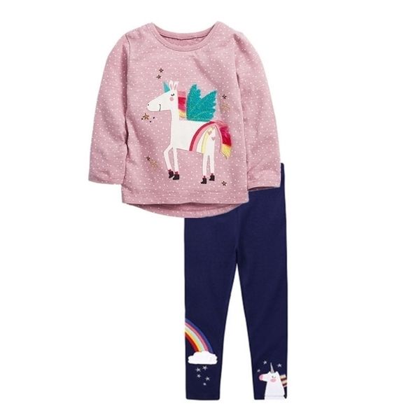 

vidmid girls cotton clothing set kids cartoon t-shirt and pants baby girls long sleeve clothing suits children's clothes sets 201031, White