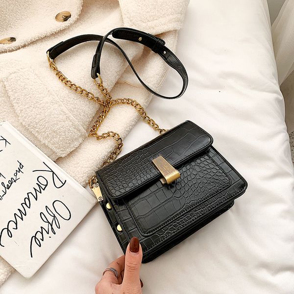 

2020 new ladies stone pattern shoulder messenger fashion casual mobile phone luxury designer women chain bag, Red;black