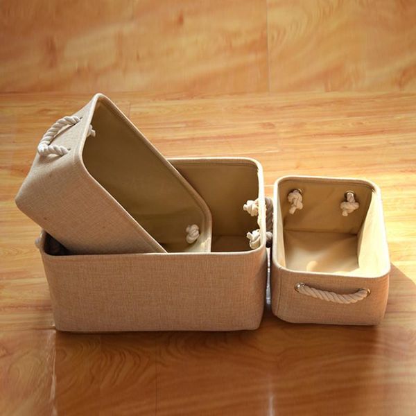 

foldable storage basket oragnizer with handle sundries storage box for books magazines cosmetics stationery remote control
