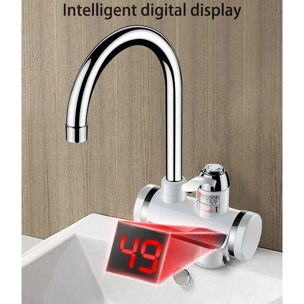 

electric kitchen faucet water heater digital display 360 rotating heater cold water mixer tap water heater sink basin new free