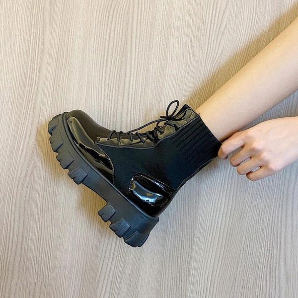 

women's rubber boots shoes boots-women flat heel summer booties lace up 2020 #jl0u, Black
