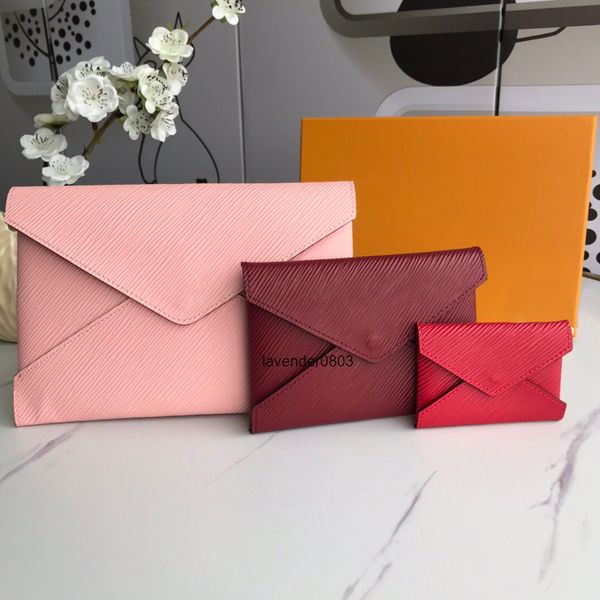 

3-in-1 red/brown flower womens clutch bags with box s s bags women leather shoulder bag crossbody bag wallet purse handbag