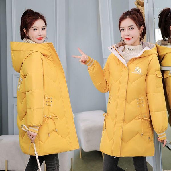 

women's down & parkas print women winter jacket long fashion warm coats hooded thicken outerwear plus size s-3xl padded clothes ladies, Black