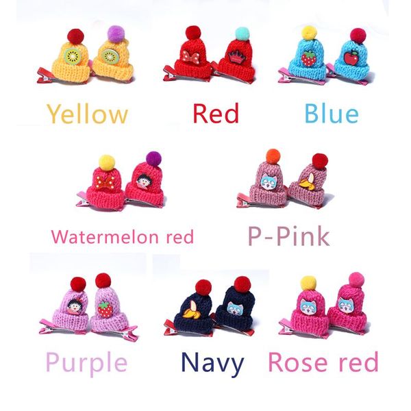 

2pcs color hat ball hair clips girls children hair accessories alligator hair pins baby kids hairpin knitted barrette hairgrip wmtqvj, Black;brown