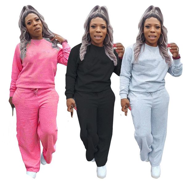 

women sports tracksuit hoodies 2 piece set long sleeve pulloversloose pants fall winter clothes jogger sets casual outfit plus size 4224, White