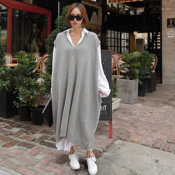 

fashion solid color lapel long sleeve high waist irregular bottoming loose woman dress casual wild fashion tide autumn new tv1331, Black;gray